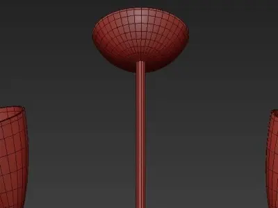 Frosted Amber Glass Shades and Brass Sputnik 3D model