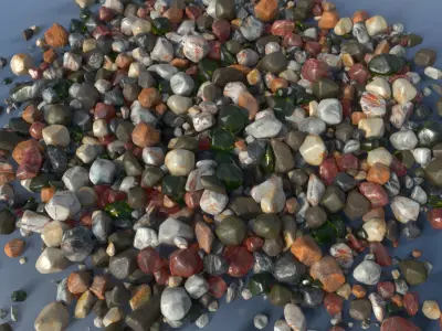 100 Debris Pebble Stones Low-poly 3D model