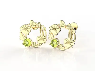 Birthflower Circle Stud Earring August 3D print model