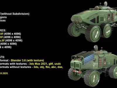 Mars Rover Concept-2-Green 3D model