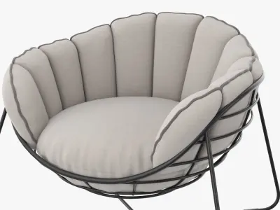 Outdoor garden chair and cushion 3D model