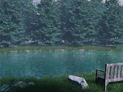 Lake View Scene 3D model