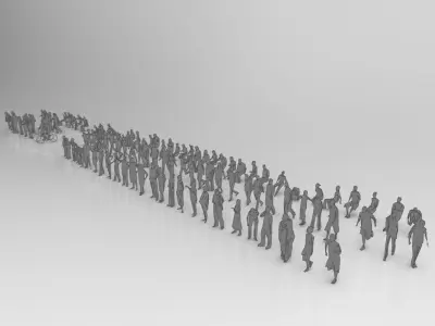 Low poly silhouette people pack - 115 pcs Low-poly 3D model