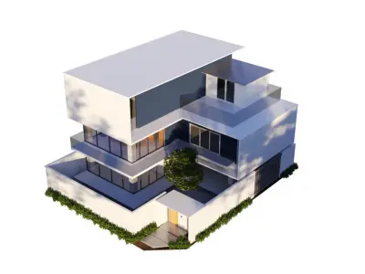 Light and Airy Modern House Low-poly 3D model