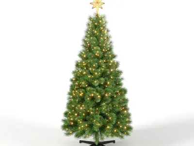 Christmas Tree with Animated Lights - 7 feet 3D model