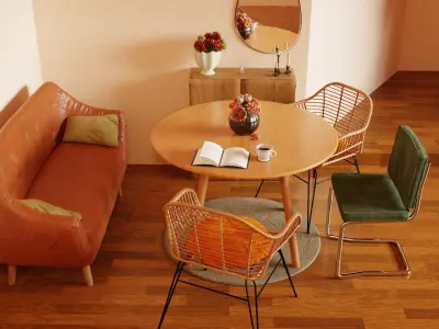 Dining Room Table Set - Cozy Mornings 3D model