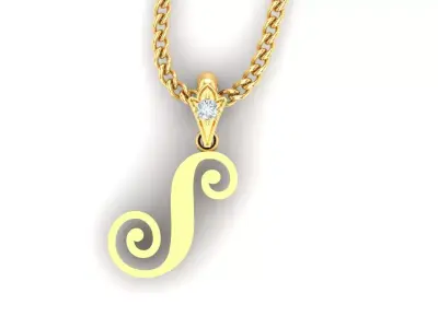 Light Gold Fancy Font Pendant S 3D print model