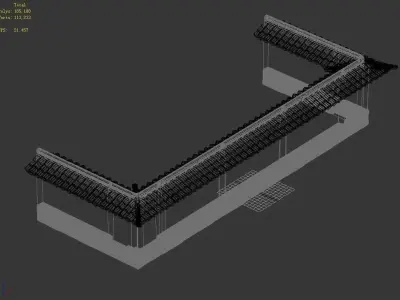 Game River Yang City - a small wall -01 3D model