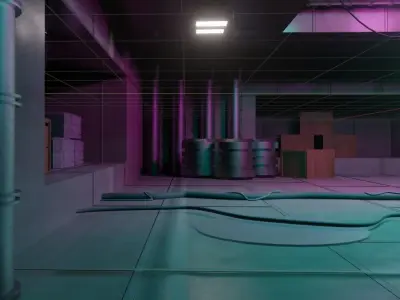 Sci-fi laboratory room environment model Low-poly 3D model