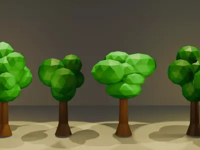 Stylised Low Poly Tree Set Low-poly 3D model