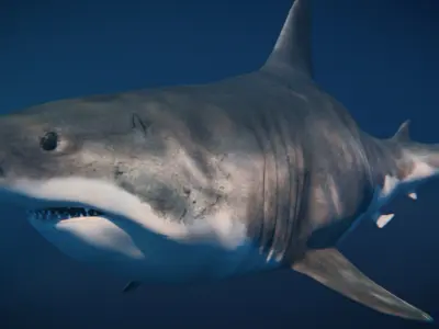 White Shark rigged and animated Blender3D Low-poly 3D model
