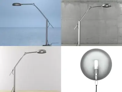 B B floor lamp in four different positions 3D model