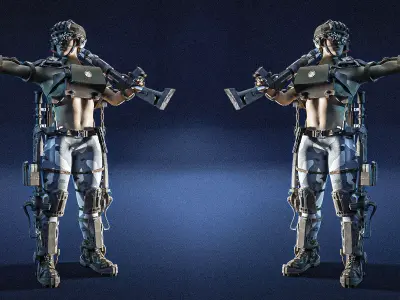 Hot sci-fi soldier 3D model