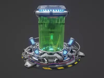 Highpoly capsule for laboratory large flask green bulb   3D model