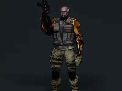 Female Cyborg Character Low-poly 3D model