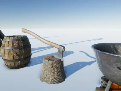 Medieval Props Set Low-poly 3D model