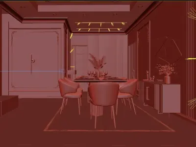 NEW CLASSIC LIVING ROOM Low-poly 3D model