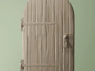 Old wooden european barndoor farm door castledoor medival 3D print model