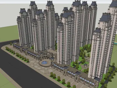 classical residential tower  3D model