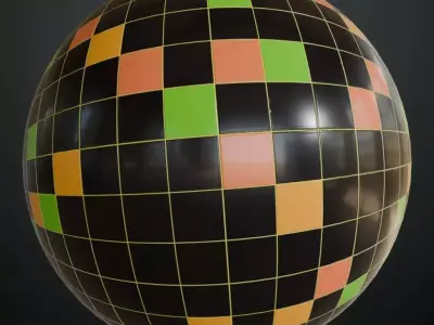 Retro Modern Glossy Square Tiles PBR Seamless Texture