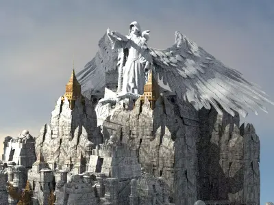 Celtic Lookout point of Ocean Cityscape 3D model