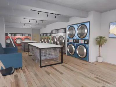 Coin-operated laundromat 3D model