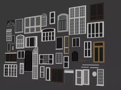 windows collection 3d models blender interior design Low-poly 3D model