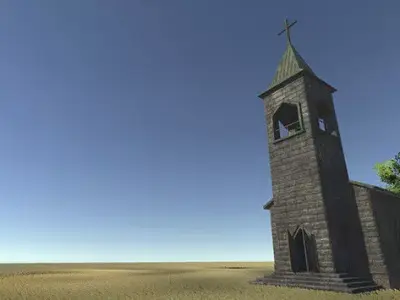 Old Church with Interior Low-poly 3D model