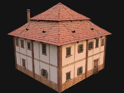 Medieval Two Storey House Low-poly 3D model