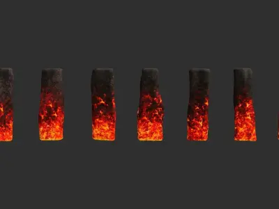 Rock Pillars - Lava Low-poly 3D model