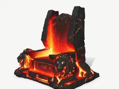 Volcanic Lion Throne Low-poly 3D model