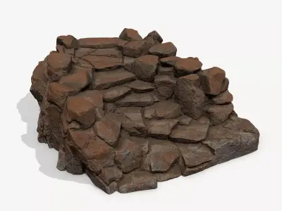 Old Rock Stairs Low-poly 3D model