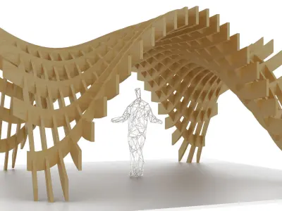 Wavy Pergola Waffle Structure 3D model