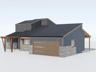 Modern Architectural Residential Home Exterior 3D model
