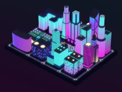 Neon City low-poly Low-poly 3D model