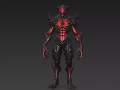 Red Humanoid Monster 3D Model 3D model buy