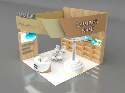 Booth Exhibition Stand Stall 6x6m Height 500 cm 3 Side Open 3D model get