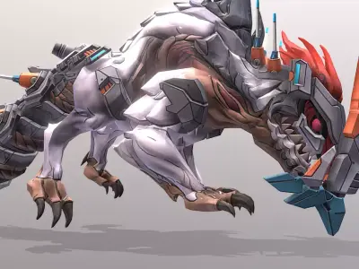 CYBORG LIZARD Head Bull Attack Fbx Png 3D model