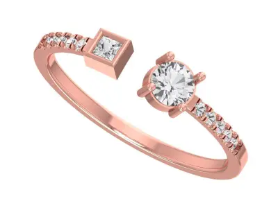 Open End Light Weight Round Princess stone Band Ring 3D print model