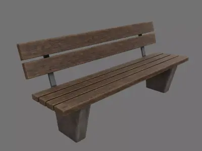 Public Street Bench Low-poly 3D model
