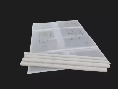 old architectural building plan blueprint 3d model Low-poly 3D model