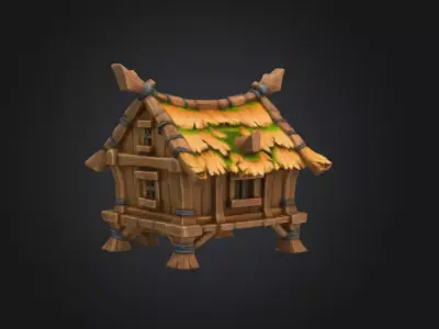 Rustic Cabin Model Low-poly 3D model