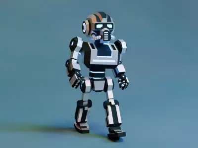 Sci-Fi Robot X-25-1 low-poly stylized Low-poly 3D model