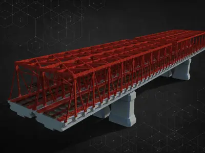 Rail Iron Bridge Modular Type Two 3D model