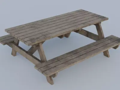 Worn Picnic Bench Low-poly 3D model