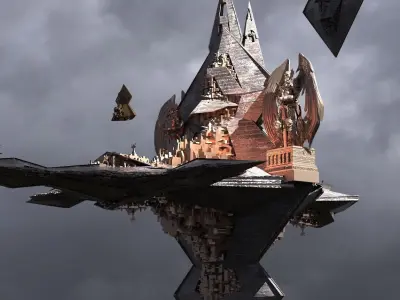 RA Gods City Floating Pyramids Kitbash 5 3D model