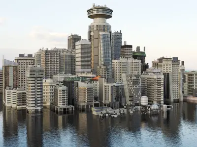 Building Skyscraper City Town Down Office Work Street Kitbash Low-poly 3D model