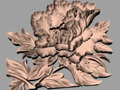Bed door flower 3D relief STL model for CNC engraving E537 3D model