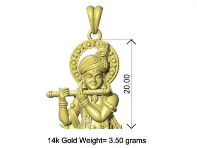 Lord Krishna Gold Pendant Design 3D print model