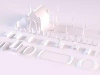 Cemetery collection set of figurines and statues 3D model